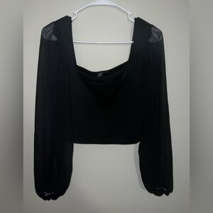 Cropped black night out blouse